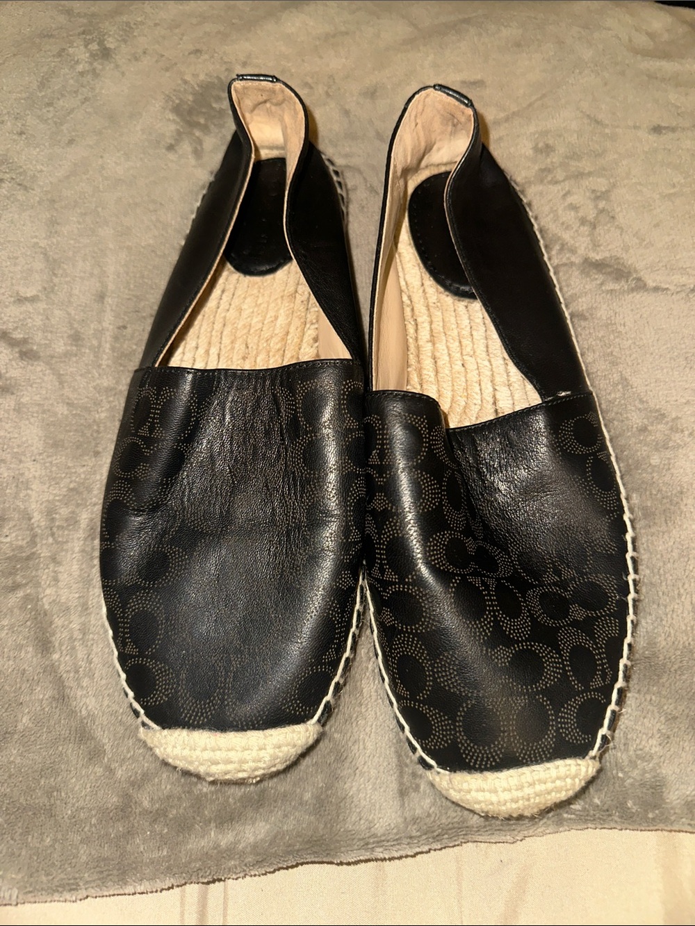 Coach Black Signature-Print Espadrille Flats